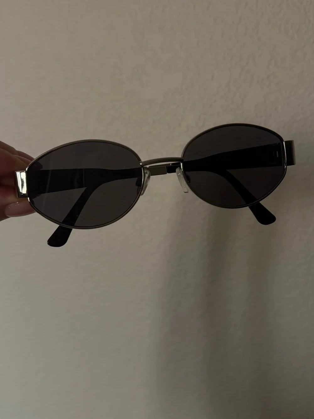 Black Oval Metal-Trim Sunglasses